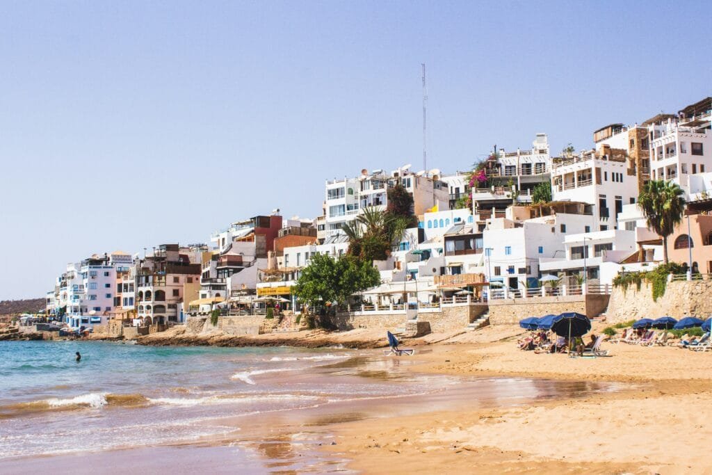 Taghazout beach and village on the Atlantic coast