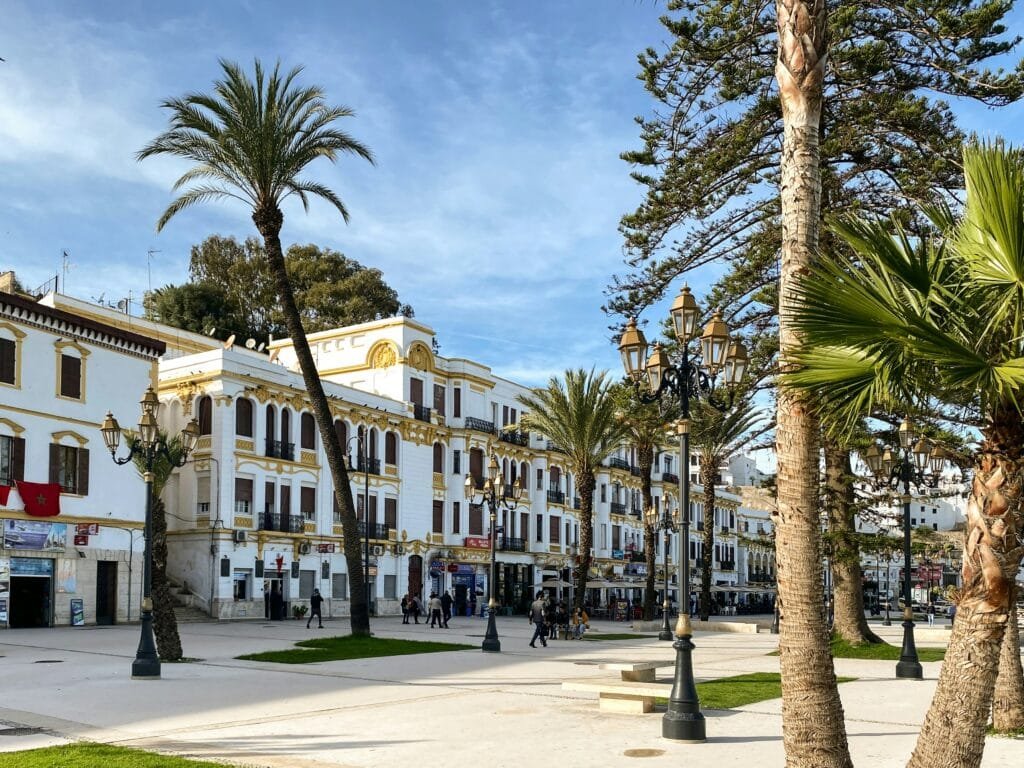 Palm-lined boulevard in Tangier