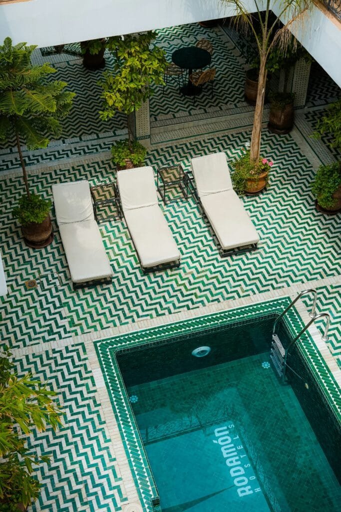 Traditional riad courtyard inside the Marrakech medina